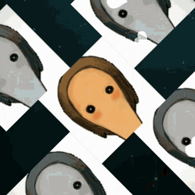 a cartoon drawing of a woman 's face surrounded by other cartoon faces