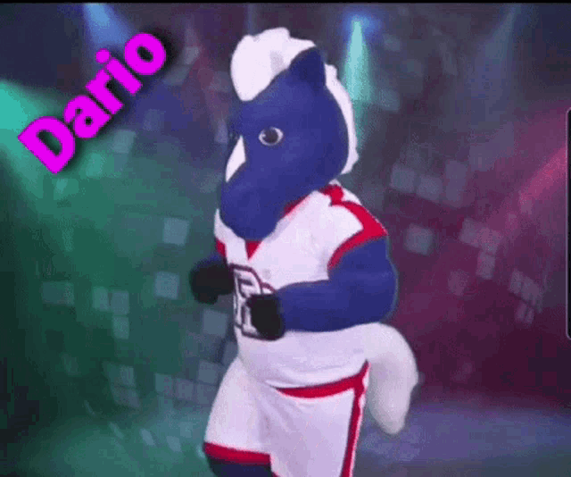 a mascot named dario is dancing in a club