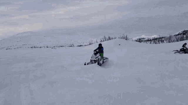 a man is riding a snowmobile that says polaris
