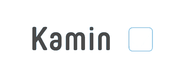 a logo for a company called kamin with a check mark
