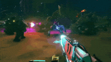 a video game scene with a few lines of light coming out of the screen