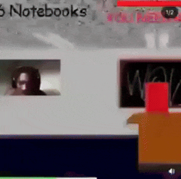 a computer screen shows a man wearing headphones and the word notebooks