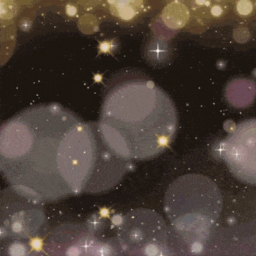 a girl is surrounded by sparkles and hearts with a heart in the middle