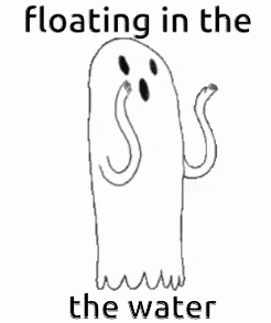 a drawing of a ghost floating in the water