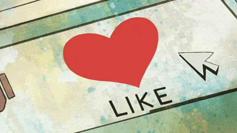 a red heart with a arrow pointing to the word like