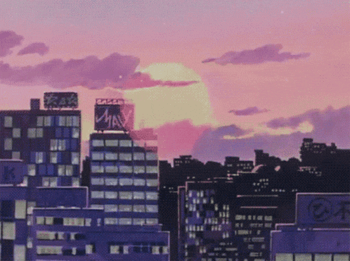 a city skyline with a sign that says max on top