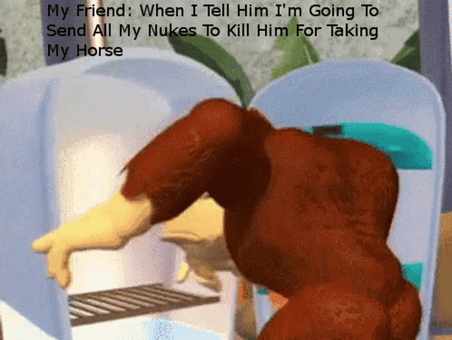a picture of donkey kong taking something out of a fridge