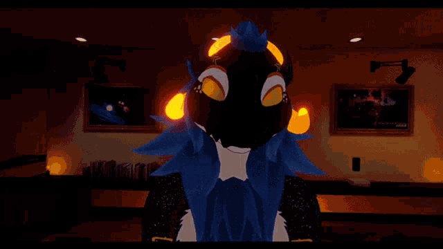 a computer generated image of a blue and white monster