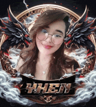 a picture of a girl with a dragon behind her and the name when