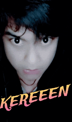 a close up of a person 's face with the word kereeen in the corner