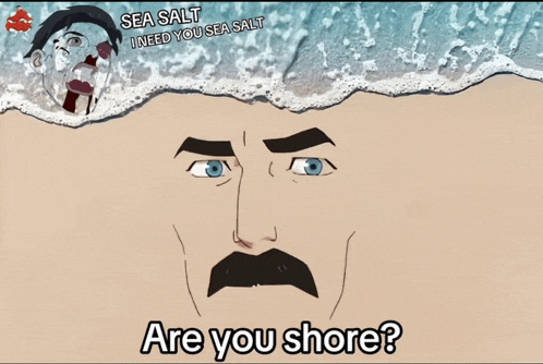 a cartoon of a man with a mustache and the words " are you shore "