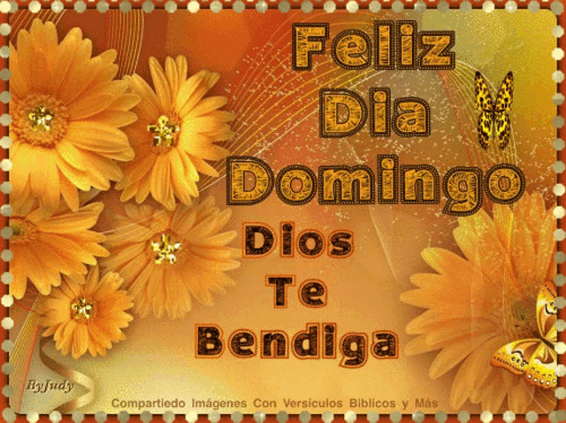 a greeting card that says feliz dia domingo dios te bendiga
