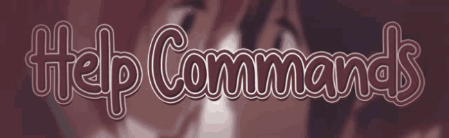 a purple background with the words help commands in white letters