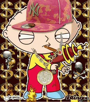 a cartoon character is wearing a ny hat and holding a cigar