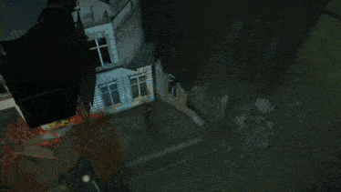 an aerial view of a building with a sign that says ' ambulance '