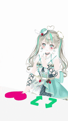 a drawing of a girl in a blue dress holding a heart