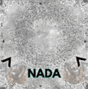 a painting of a woman 's face with the name nada written on it .