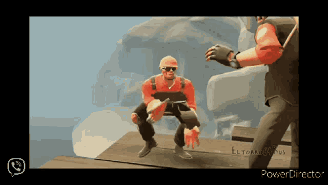 a screenshot of a video game shows a man squatting down