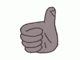 a cartoon hand is giving a thumbs up sign on a white background .