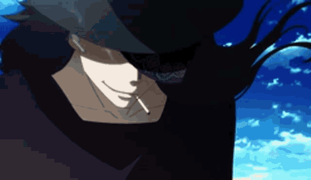 a man with a cigarette in his mouth wearing a hat