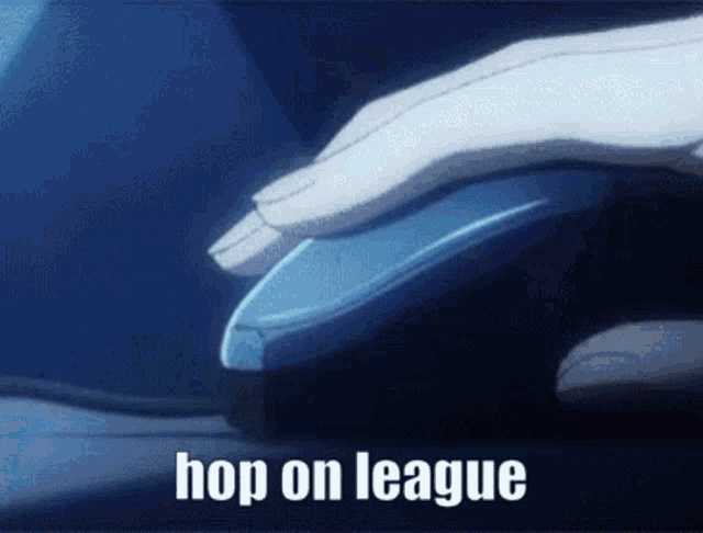 a computer mouse with the words hop on league written on it