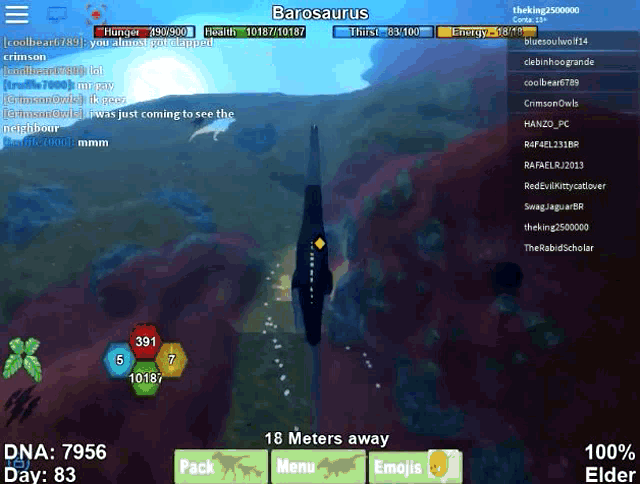 a screenshot of a game called barosaurus shows a dinosaur flying through the air