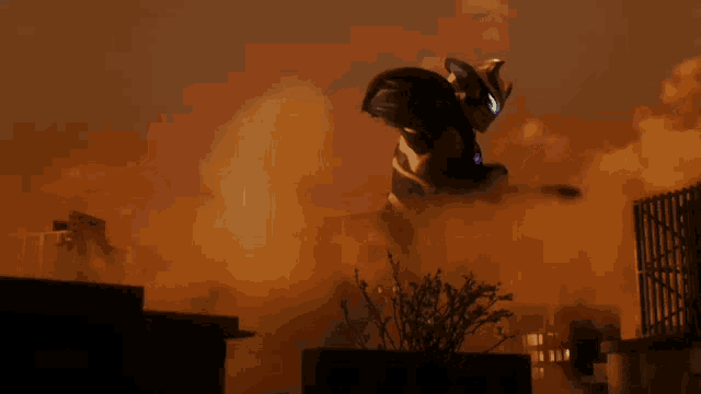 a monster is standing in the middle of a city