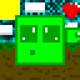 a pixel art of a green square with a heart in the background