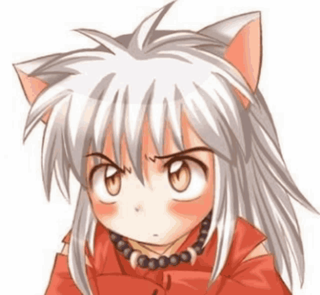 a little girl with cat ears and a necklace on her neck