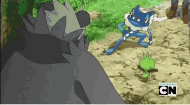 a cartoon shows a frog fighting another frog with cn on the bottom