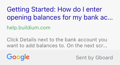 a google page that says getting started how do i enter opening balances for my bank ac...
