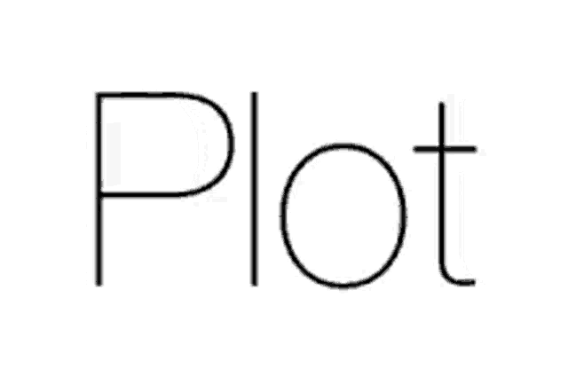 the word plot is in black letters on a white background .