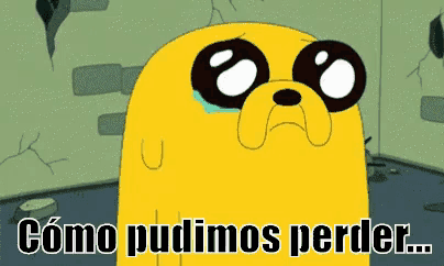 a cartoon character is crying with the words como pudimos perder