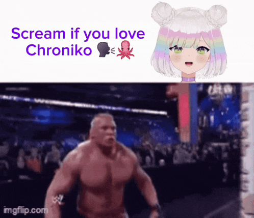 a gif of a man and a girl with the words scream if you love chroniko