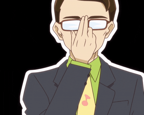 a man in a suit and tie covering his face with his middle finger