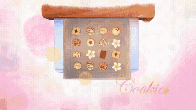 flowers are flying out of a box on a pink background