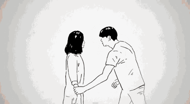 a drawing of a man and woman hugging