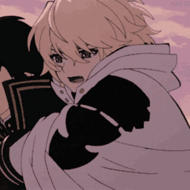a drawing of a person hugging another person with a pink sky in the background