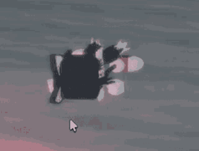 a cartoon cat is laying on its back with a mouse pointer .