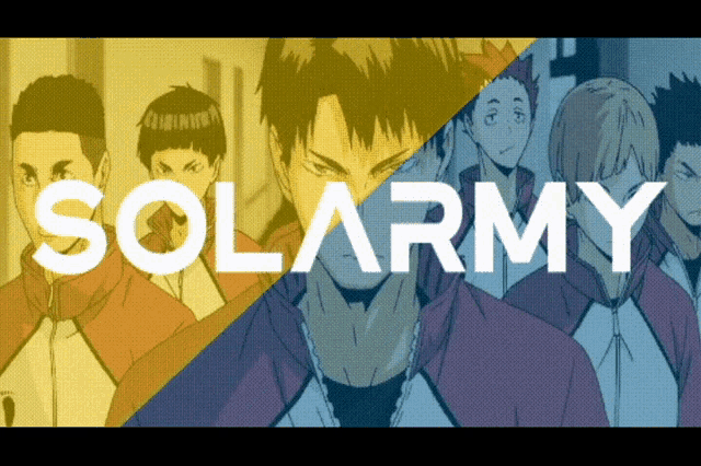 a poster for solar army shows a group of anime characters