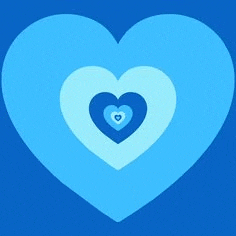 a blue heart with three smaller hearts inside of it .