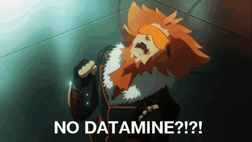 a cartoon character is screaming with the words " no datamine " written below him