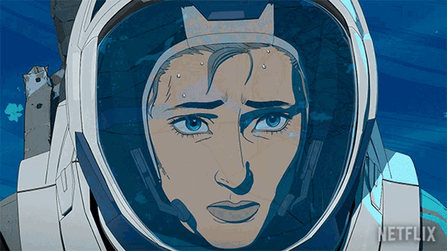 a cartoon of a woman wearing a helmet with netflix written on it