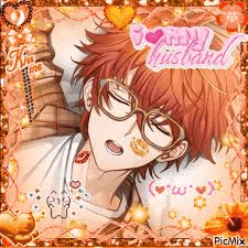 a man with glasses is laying on a bed with his eyes closed and a kiss on his face .