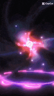 a video of a purple and red glowing object with the caption capcut