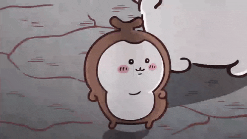 a cartoon monkey is standing next to a sheep and looking at the camera .