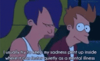 a cartoon of a man and a woman with a quote about mental illness