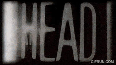 a black and white sign that says head on it