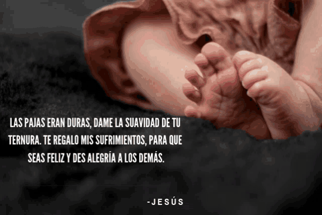 a picture of a baby 's feet with a quote from jesus below it
