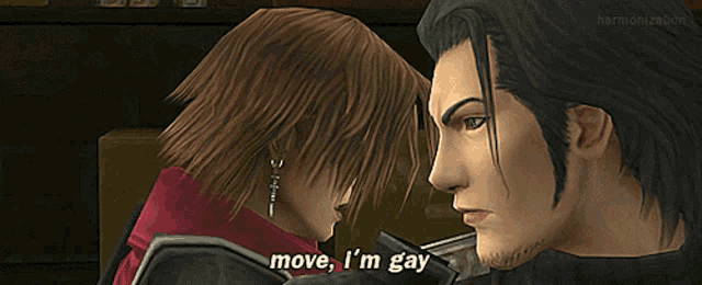 a video game character says move i 'm gay to another character